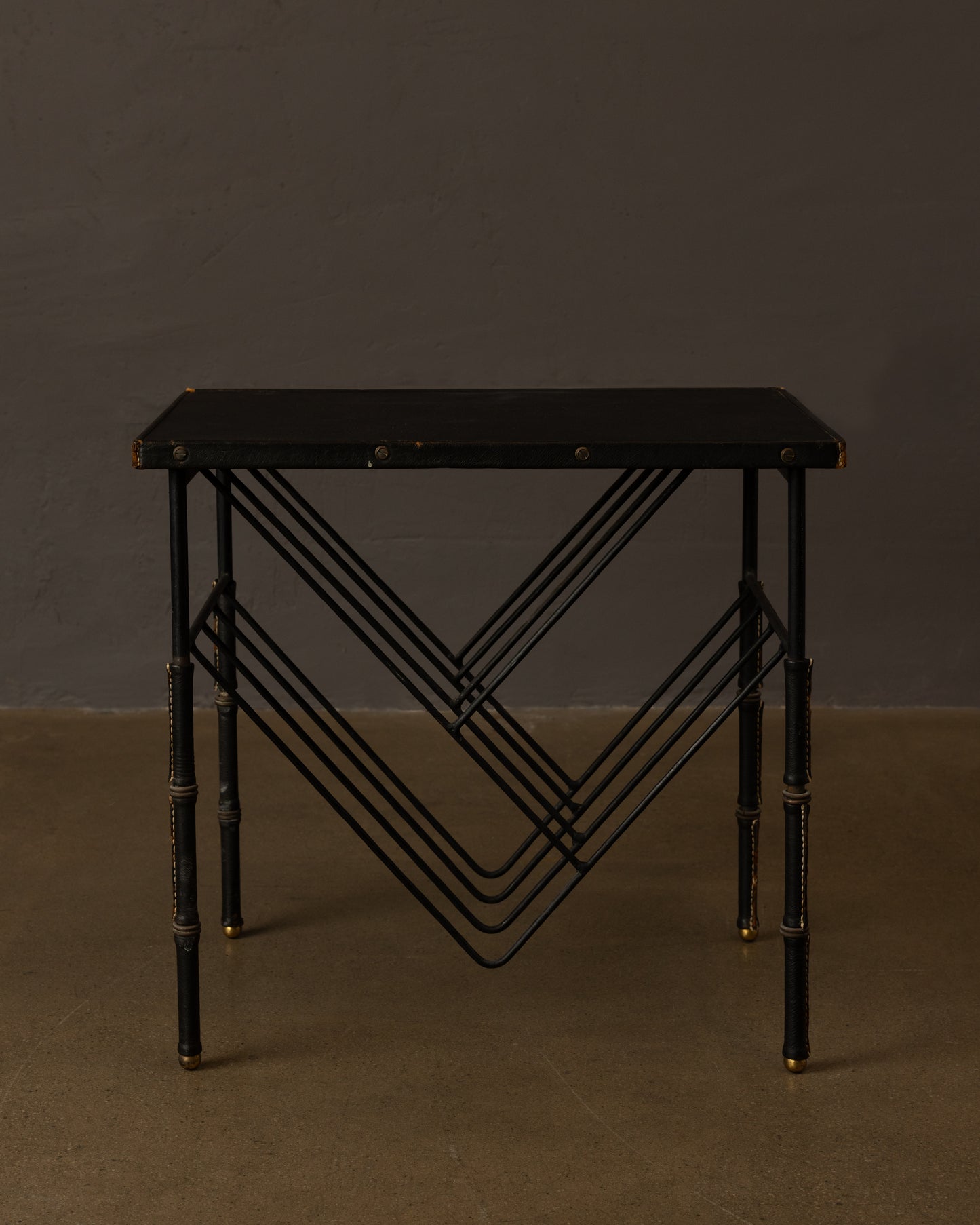 Leather Side Table by Jacques Adnet