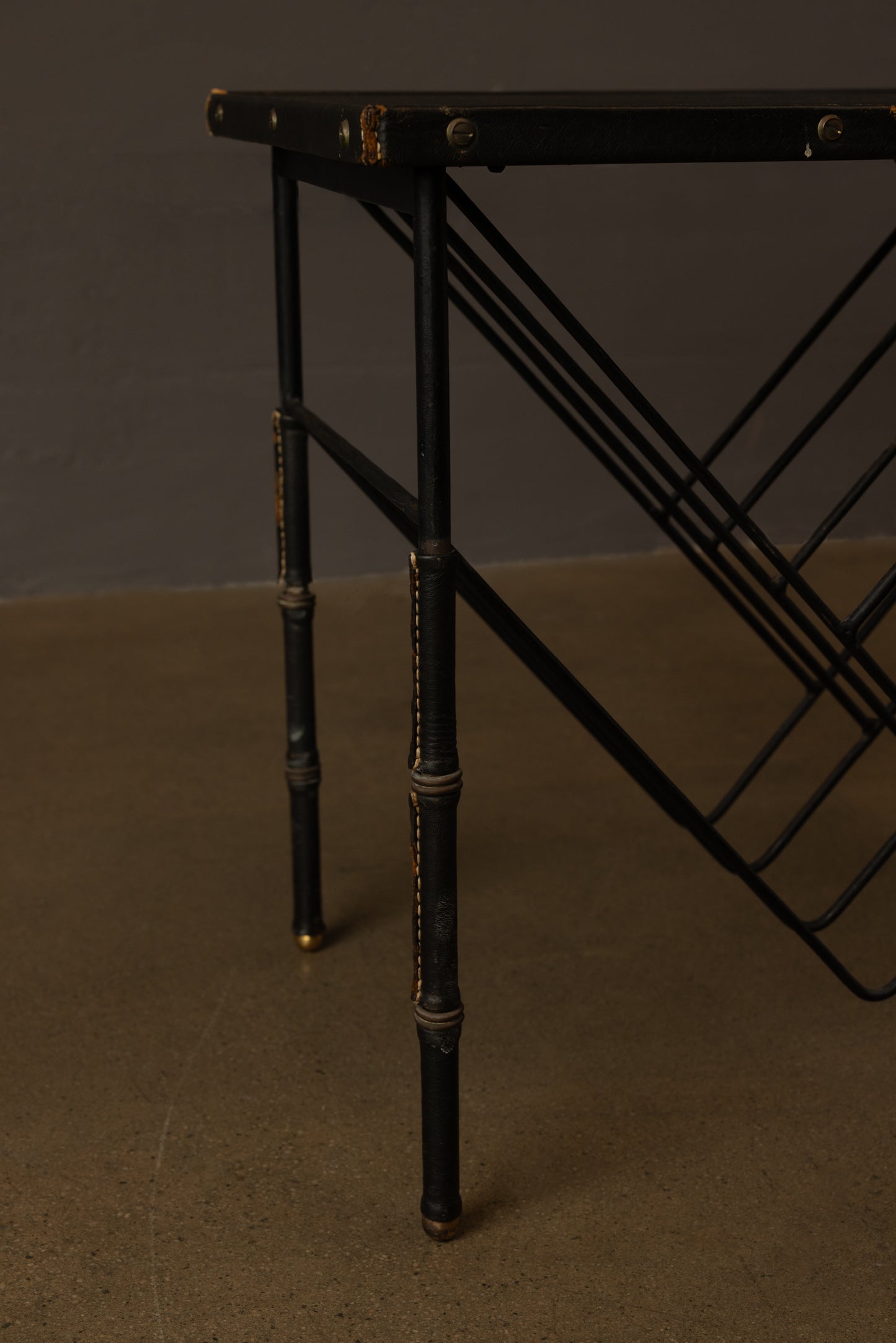Jacques Adnet Leather Side Table