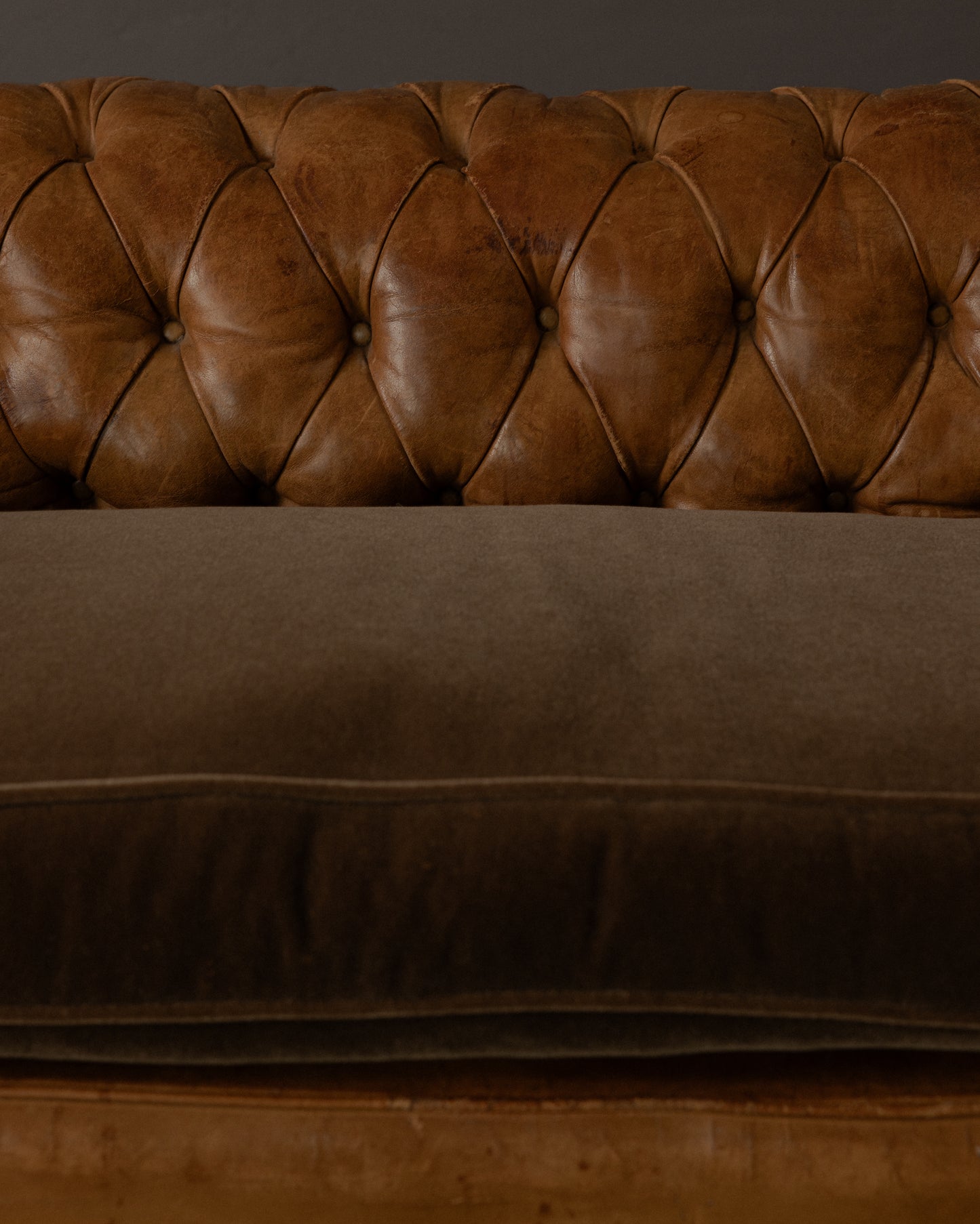 Vintage Tufted Leather Chesterfield Sofa
