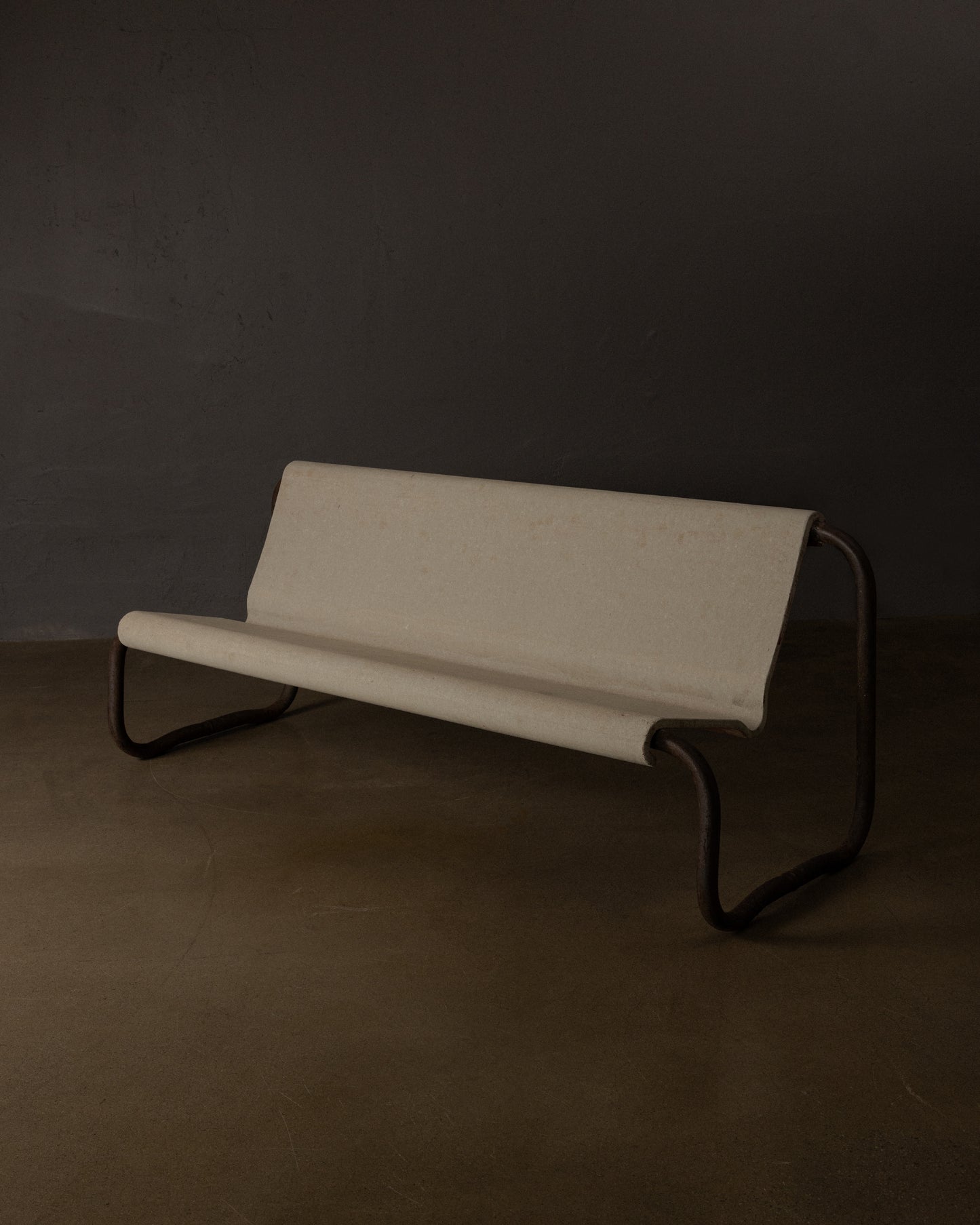 Mid-Century Concrete and Iron Bench