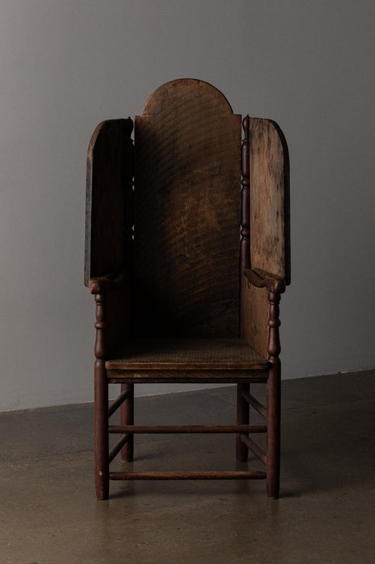 Early American Wooden Highback Wingchair