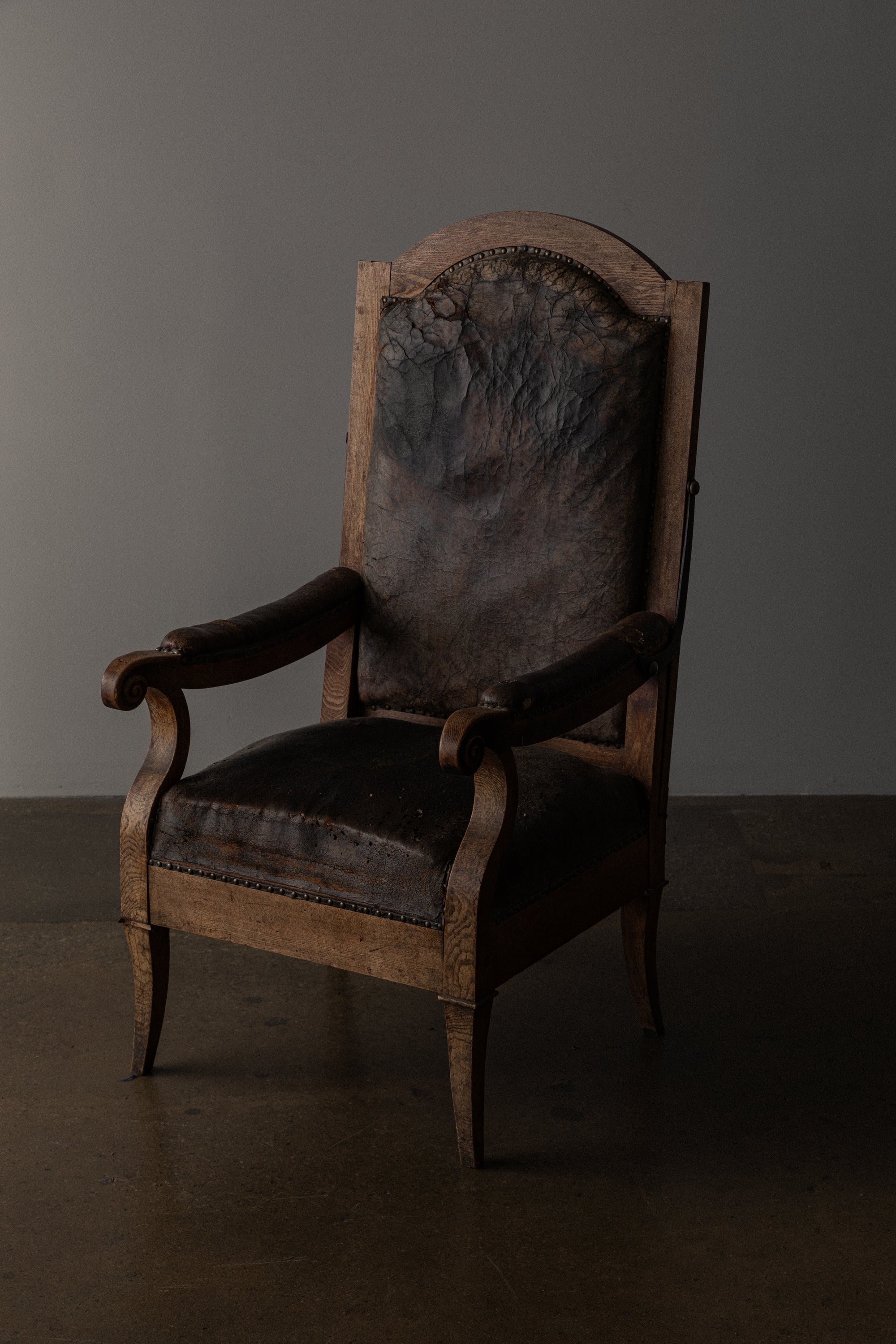 Wood and Leather Armchair