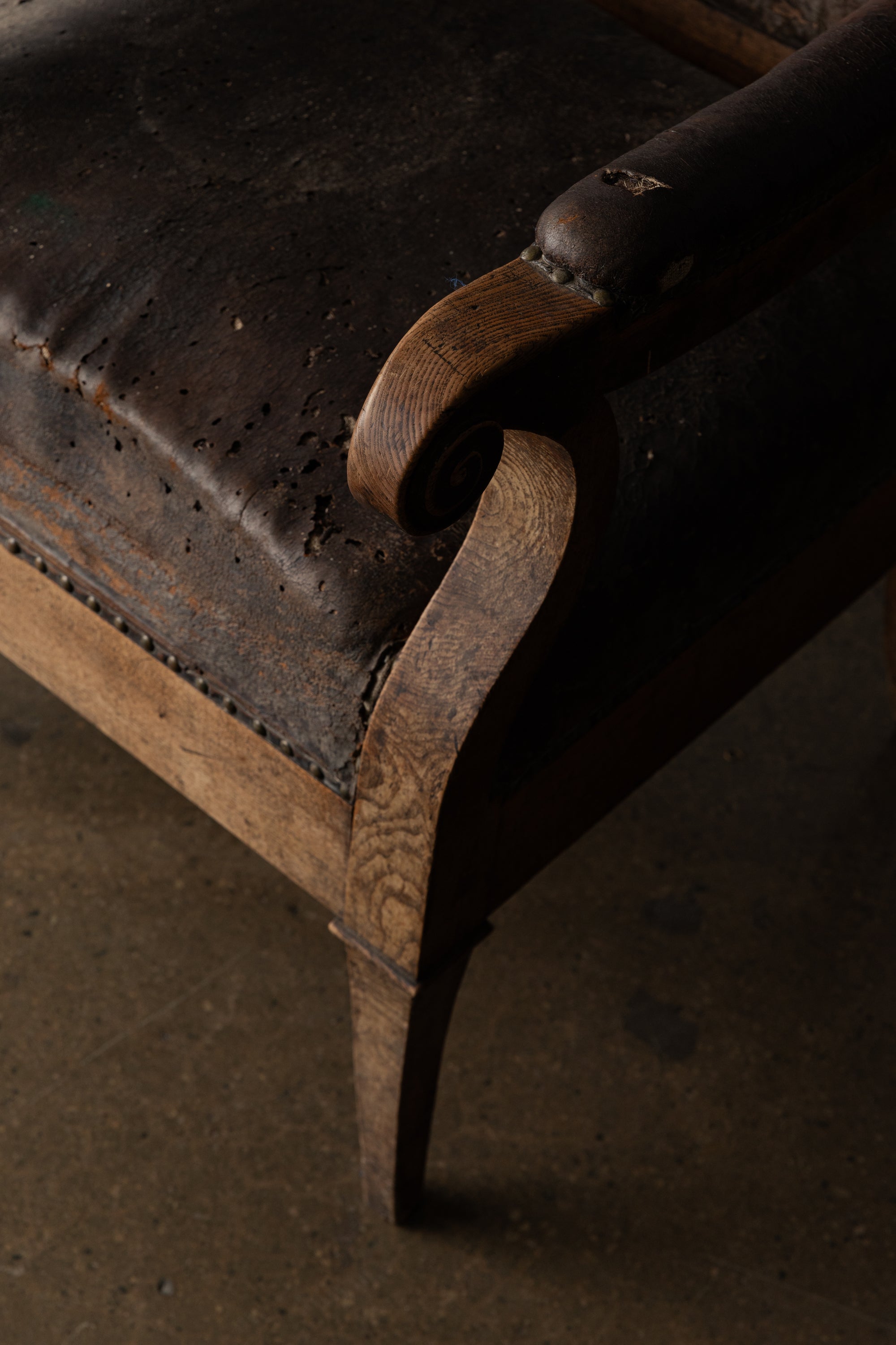 Wood and Leather Armchair