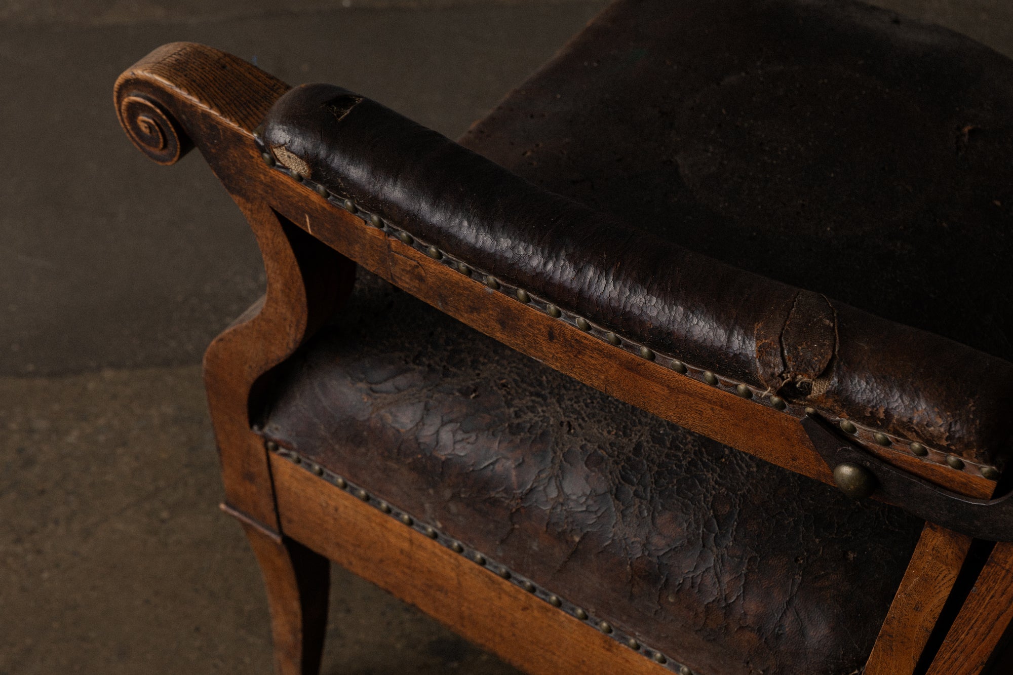 Wood and Leather Armchair