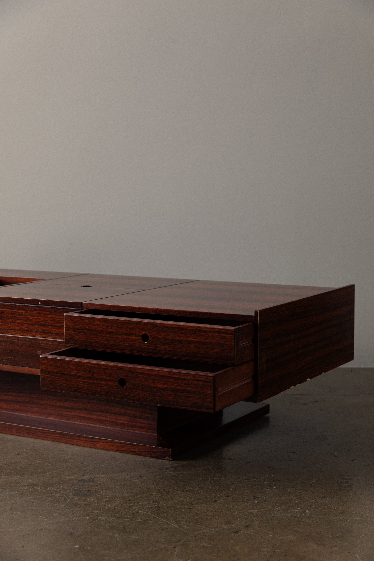 Mid-Century Modern Rosewood Coffee Table with Storage: