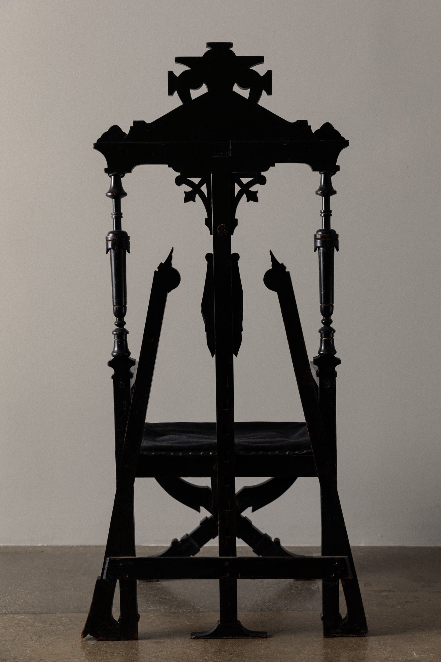 Ebonized Carved Wood Victorian Highback Chair