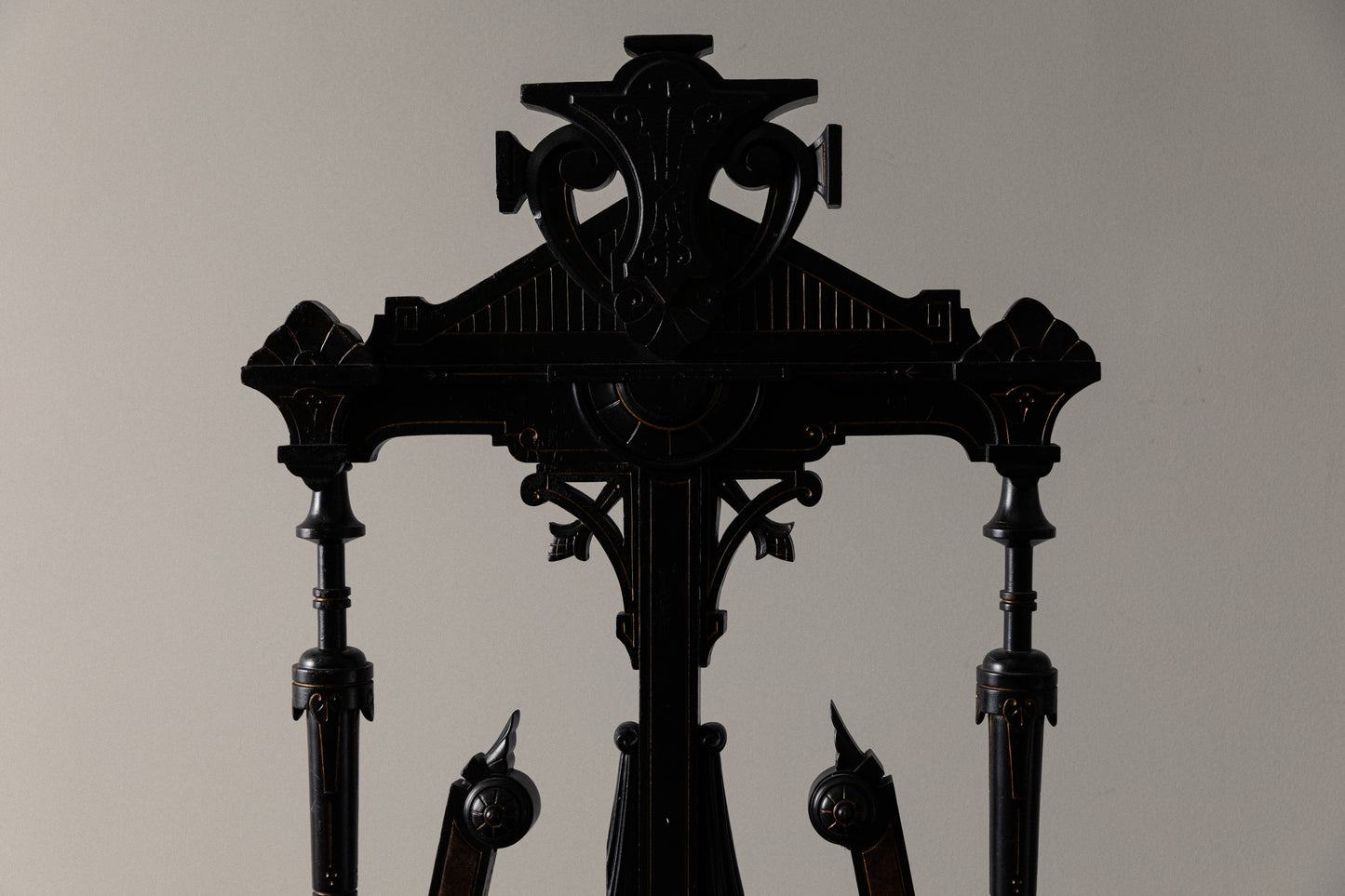 Ebonized Carved Wood Victorian Highback Chair