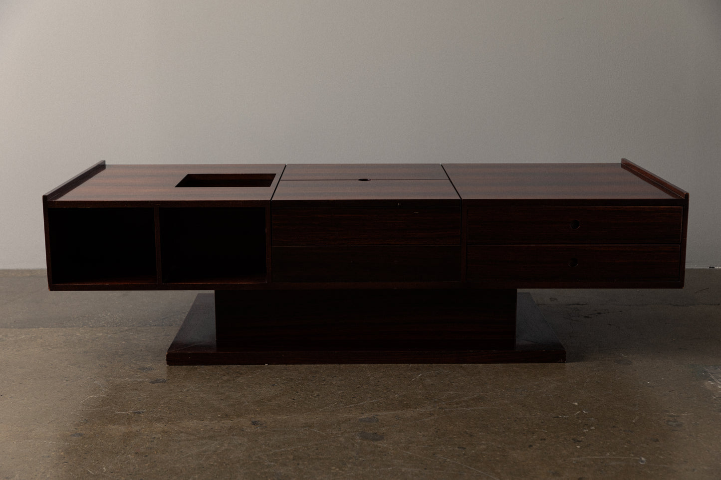 Mid-Century Modern Rosewood Coffee Table with Storage: