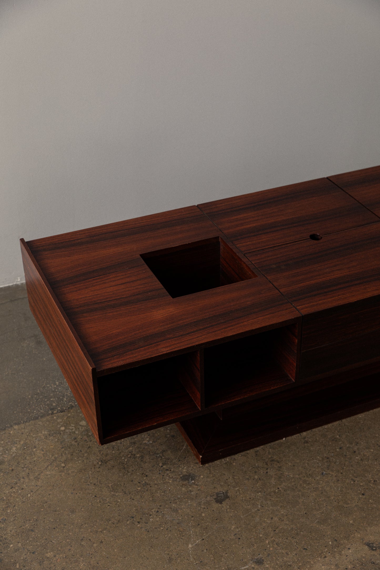 Mid-Century Modern Rosewood Coffee Table with Storage: