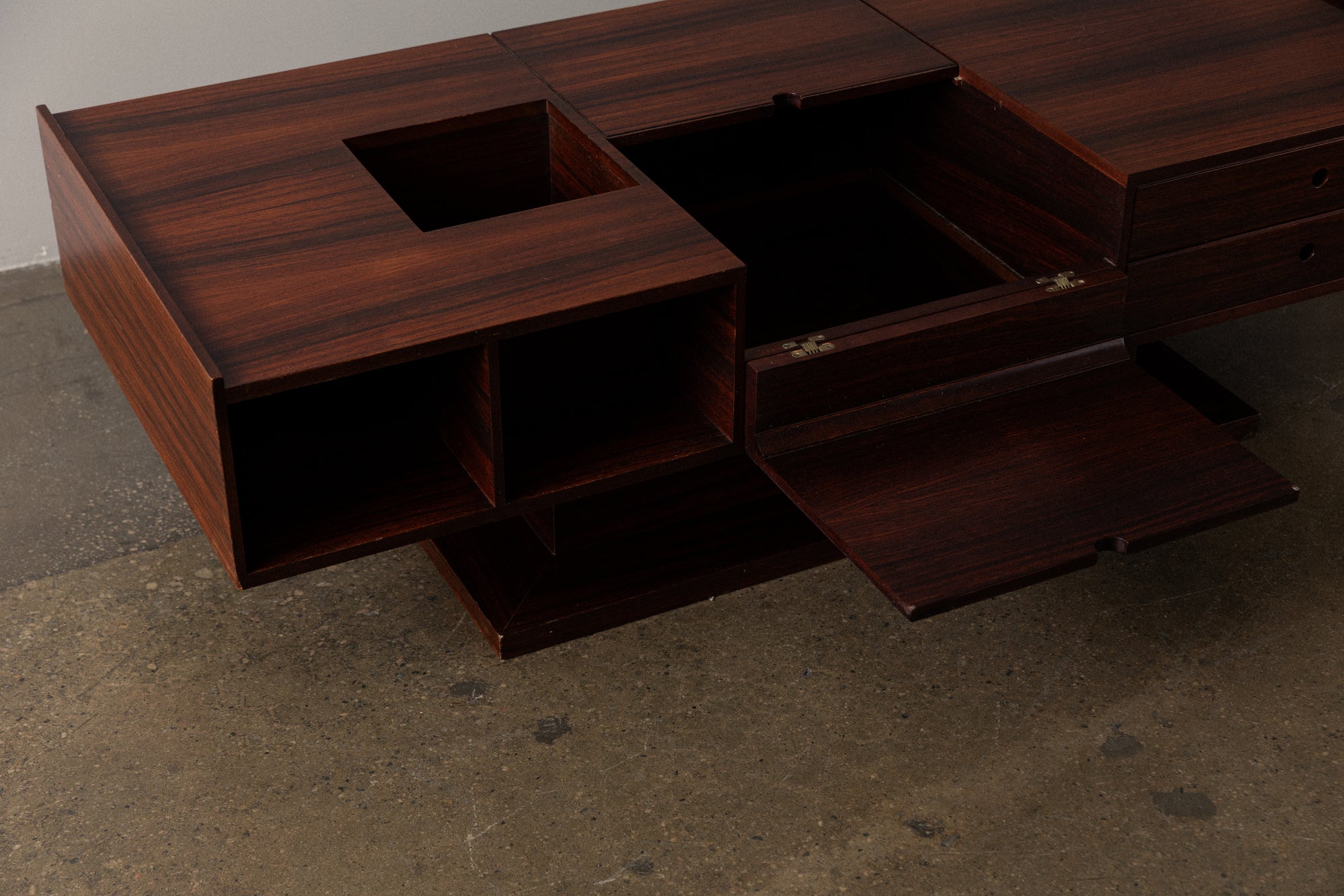 Mid-Century Modern Rosewood Coffee Table with Storage: