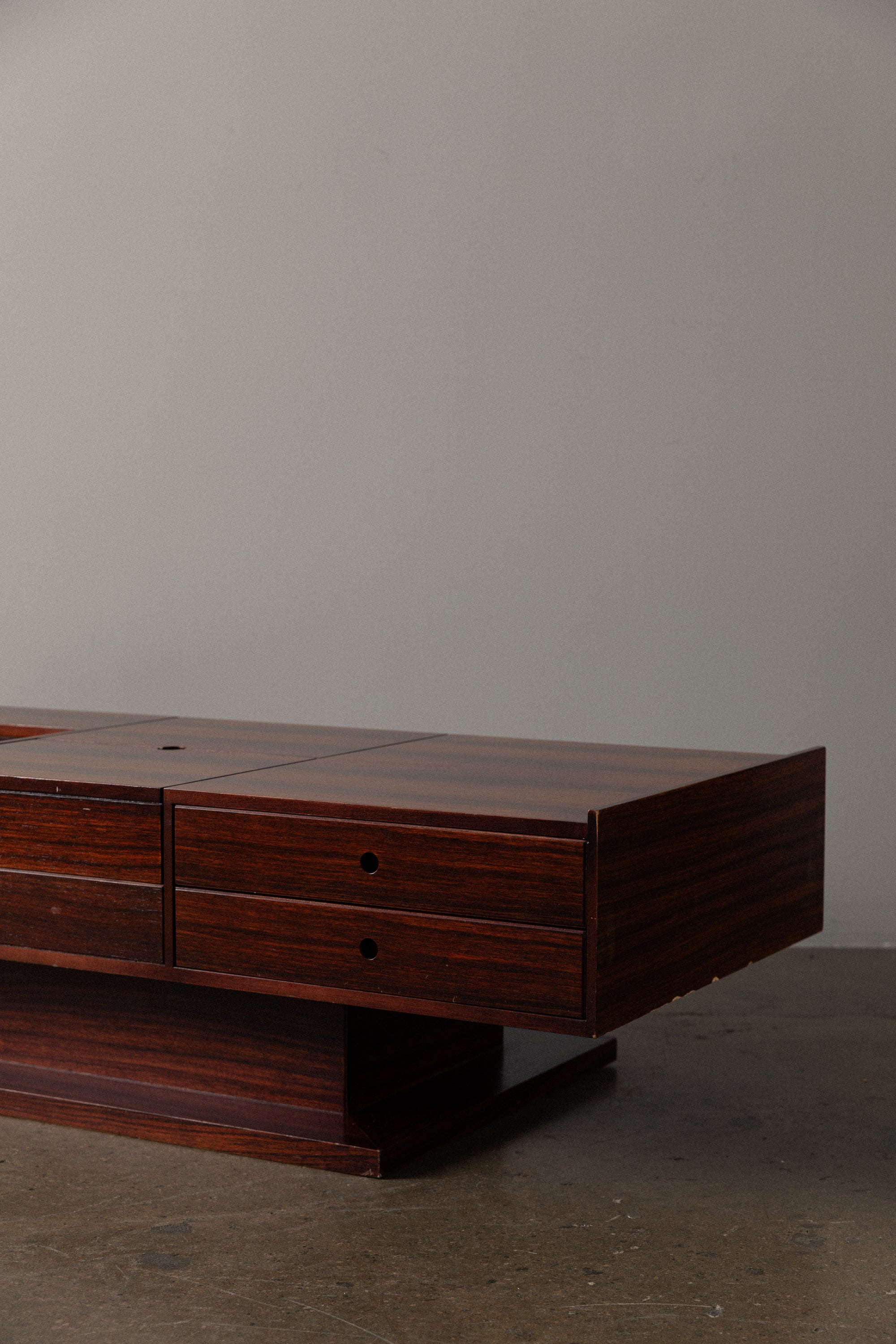 Mid-Century Modern Rosewood Coffee Table with Storage: