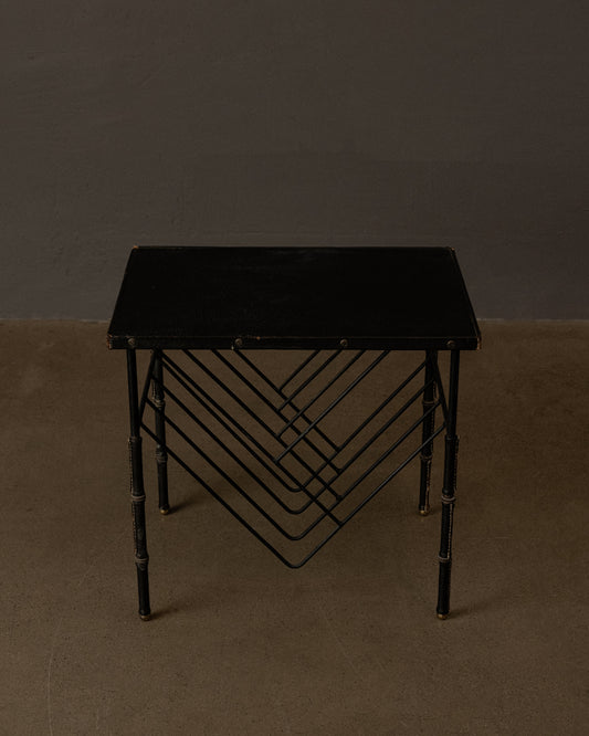 Jacques Adnet Leather Side Table