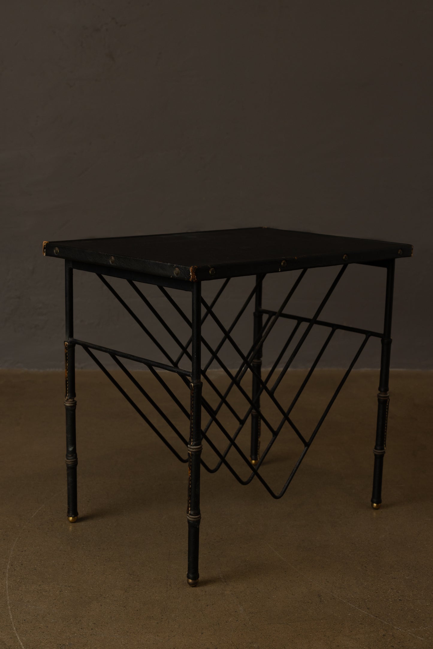 Jacques Adnet Leather Side Table