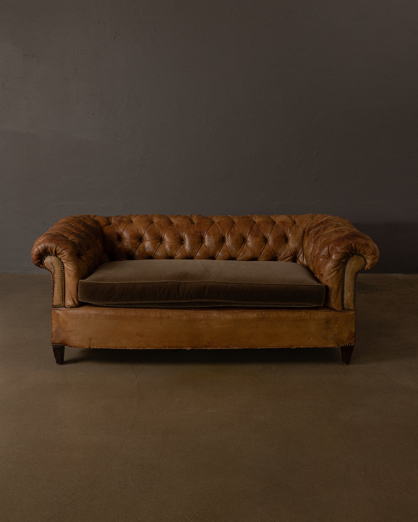 Vintage Tufted Leather Chesterfield Sofa