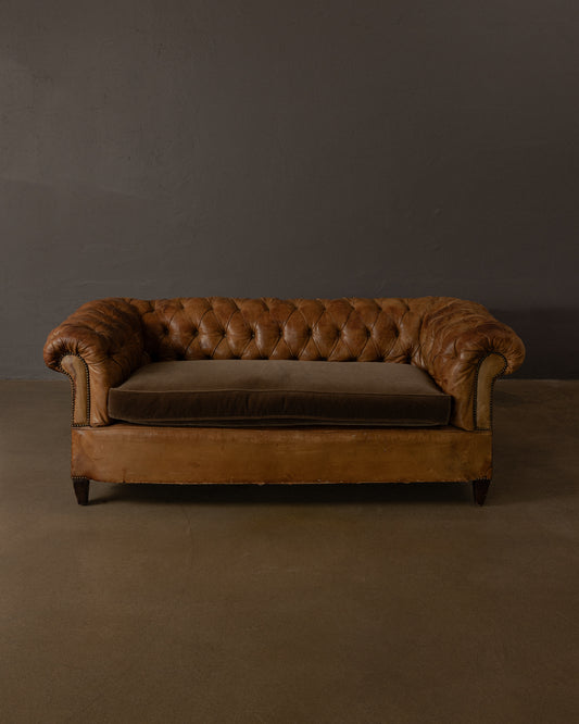 Vintage Tufted Leather Chesterfield Sofa