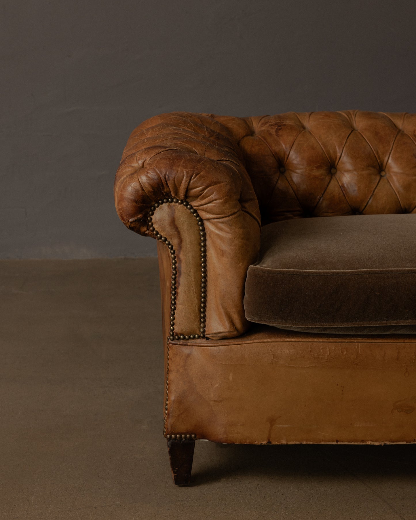 Vintage Tufted Leather Chesterfield Sofa