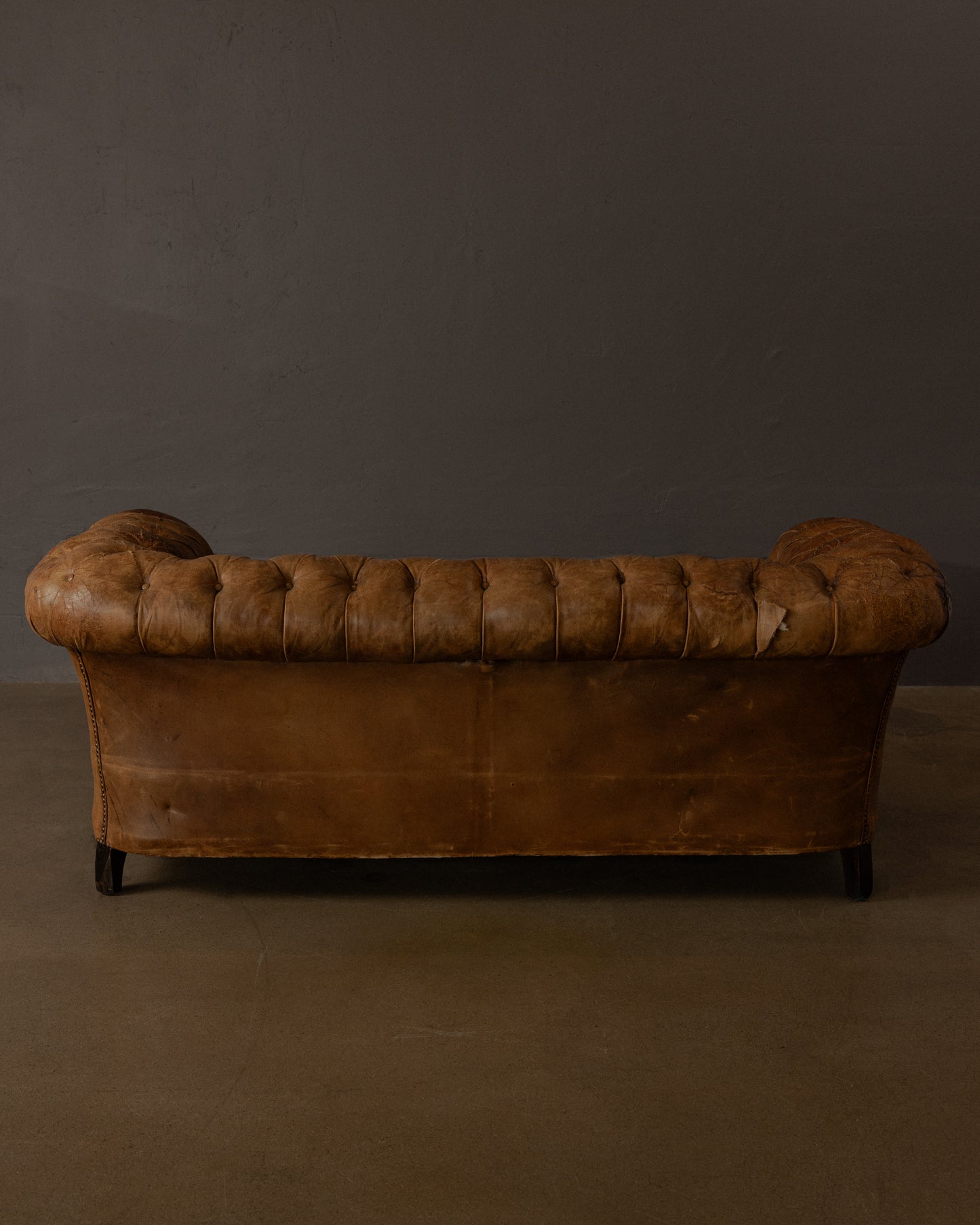 Vintage Tufted Leather Chesterfield Sofa
