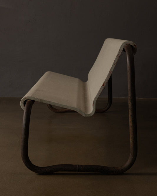Mid-Century Concrete and Iron Bench