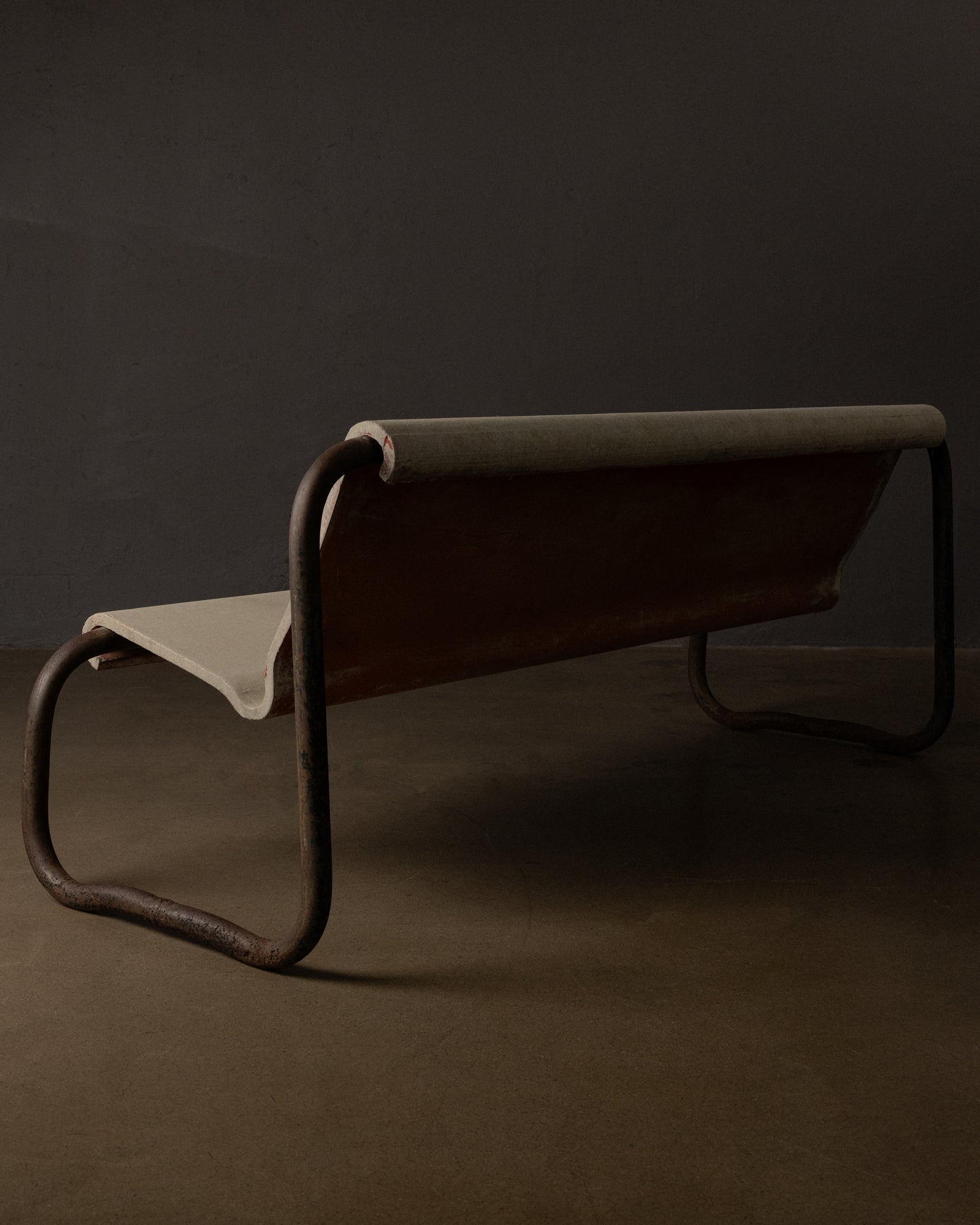 Mid-Century Concrete and Iron Bench