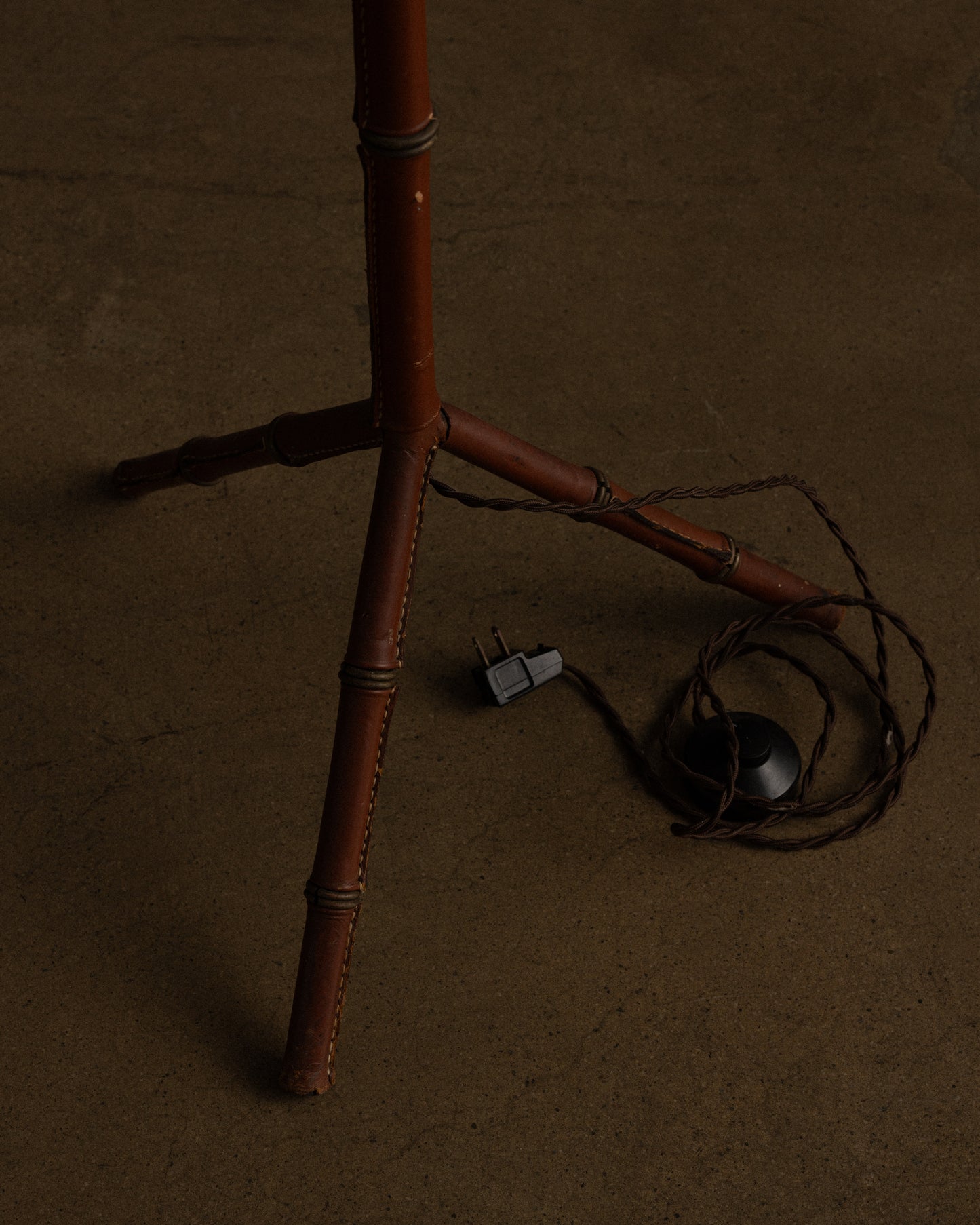 Leather-Wrapped Floor Lamp by Jacques Adnet