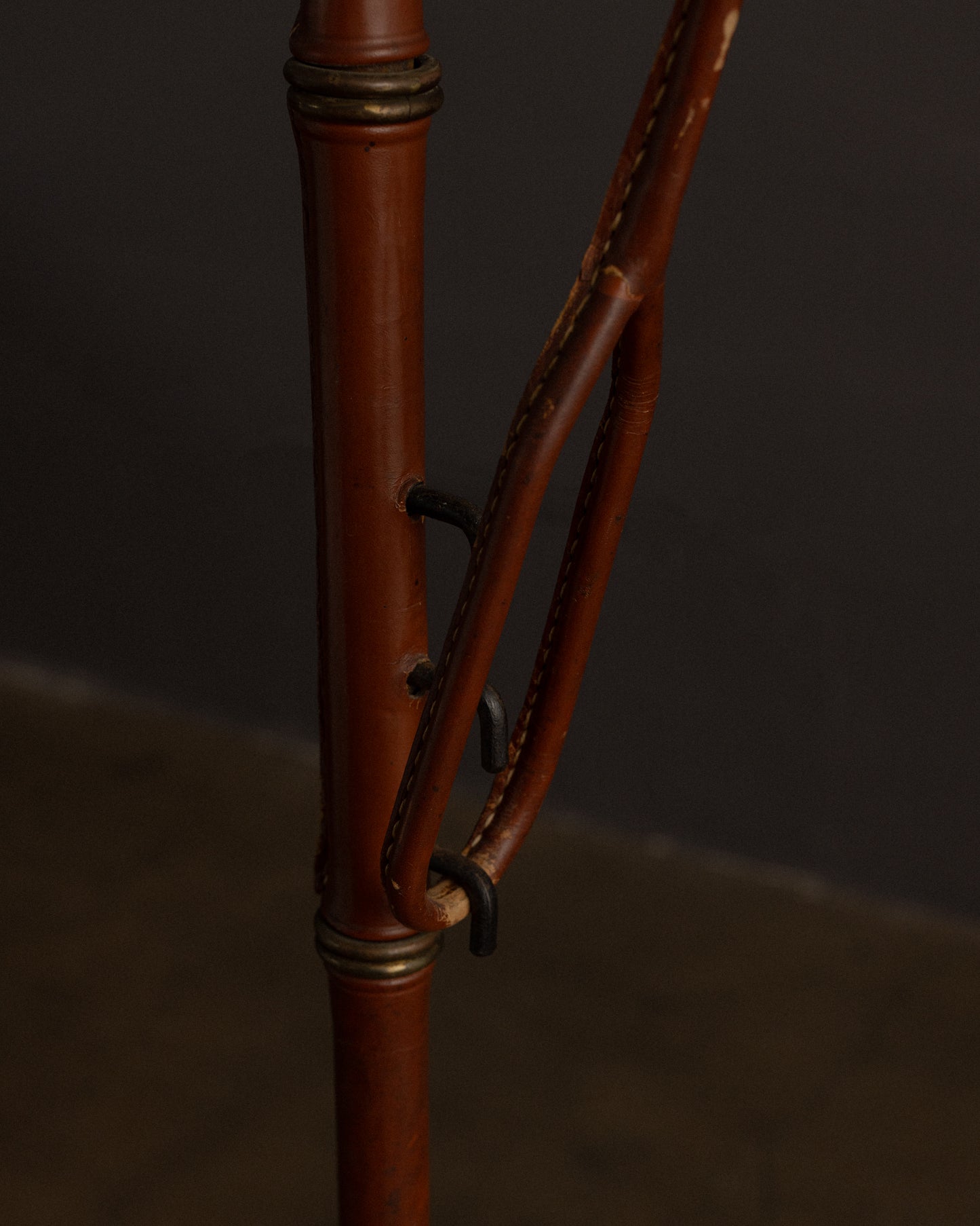 Leather-Wrapped Floor Lamp by Jacques Adnet