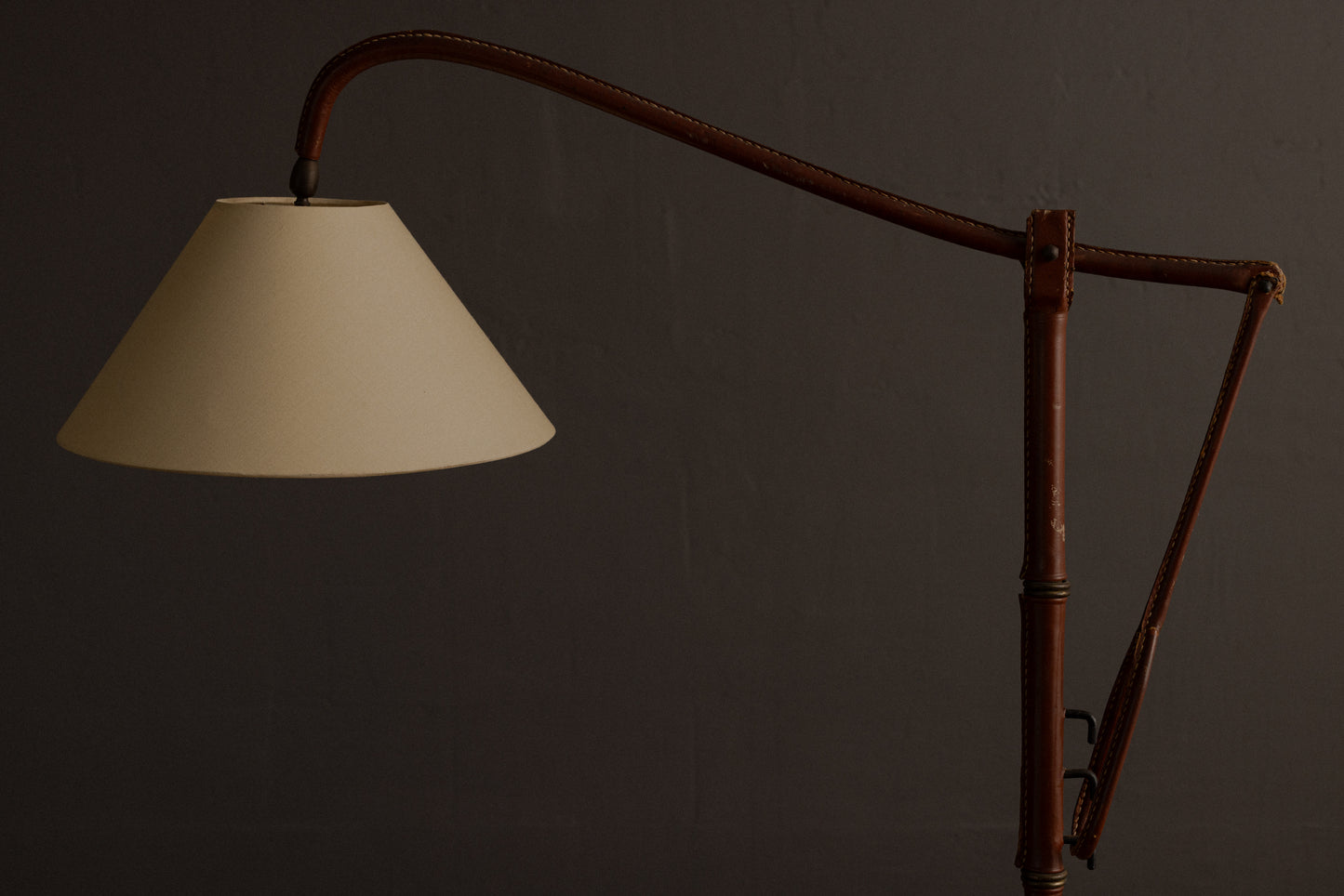 Leather-Wrapped Floor Lamp by Jacques Adnet