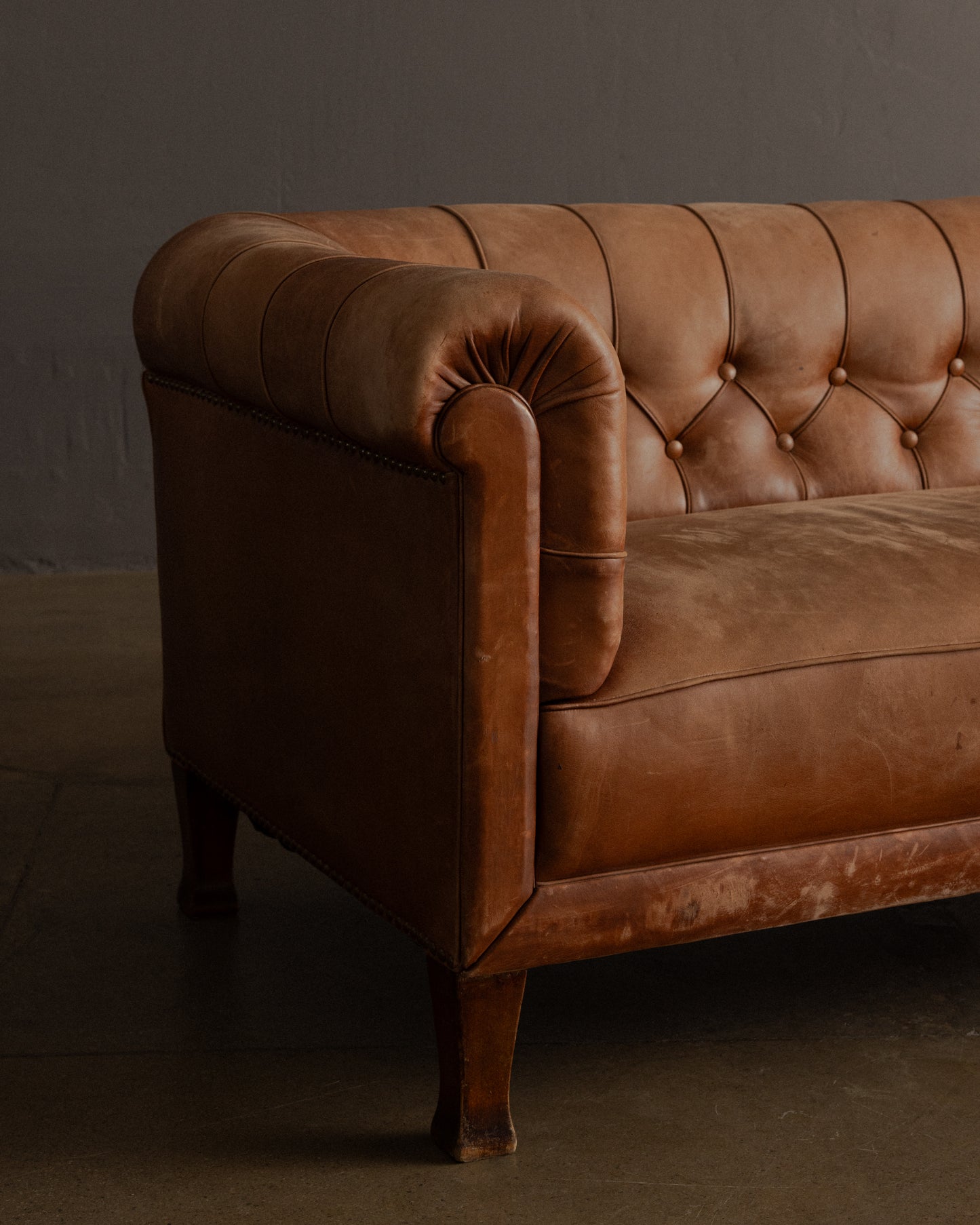 Vintage Tufted Leather Sofa