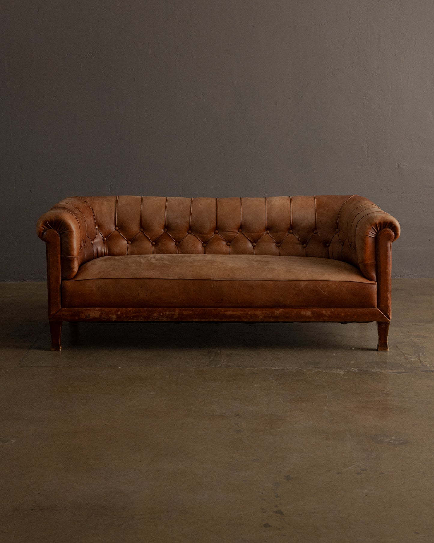 Vintage Tufted Leather Sofa