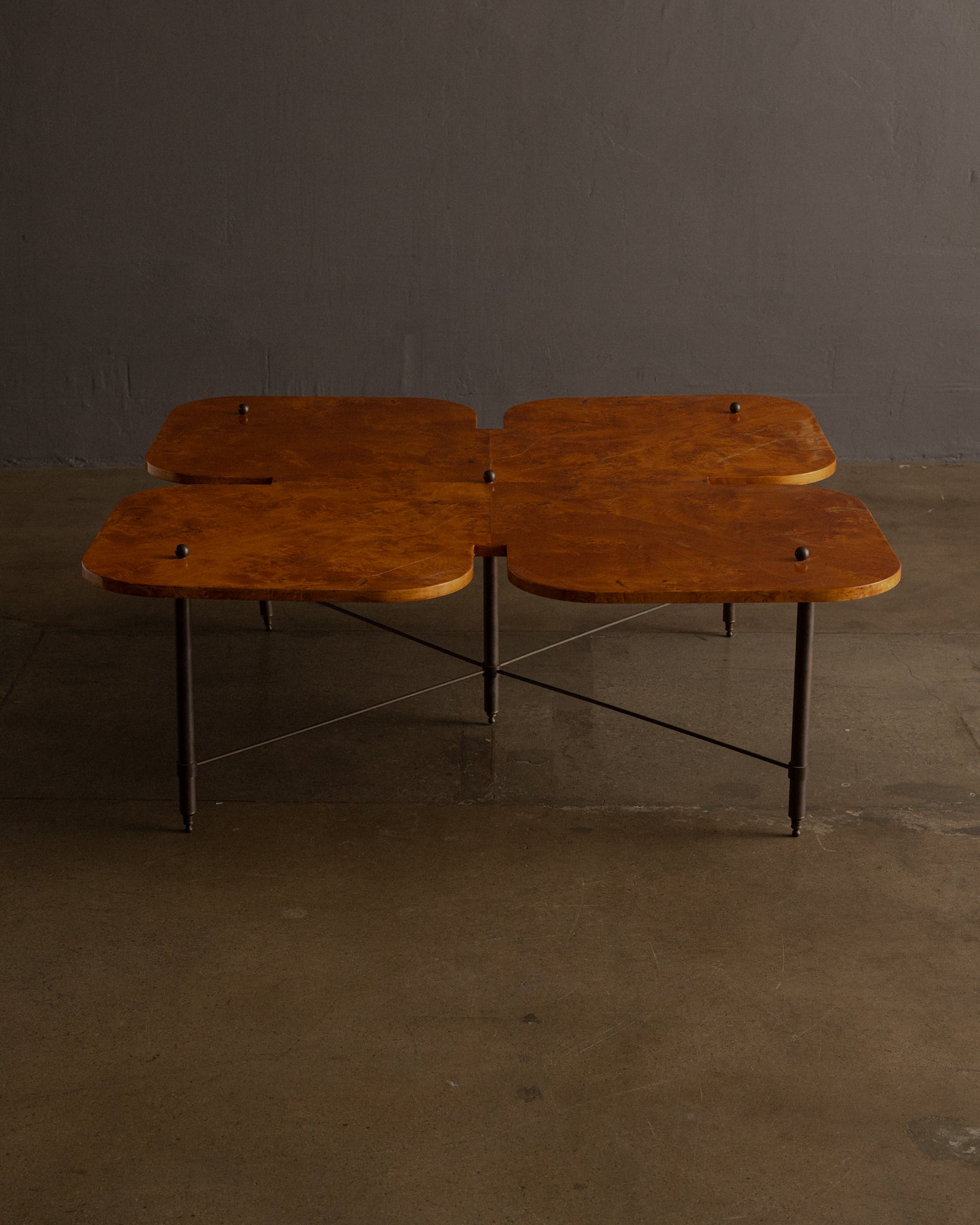 Sculptural Clover-Shaped Burl Coffee Table