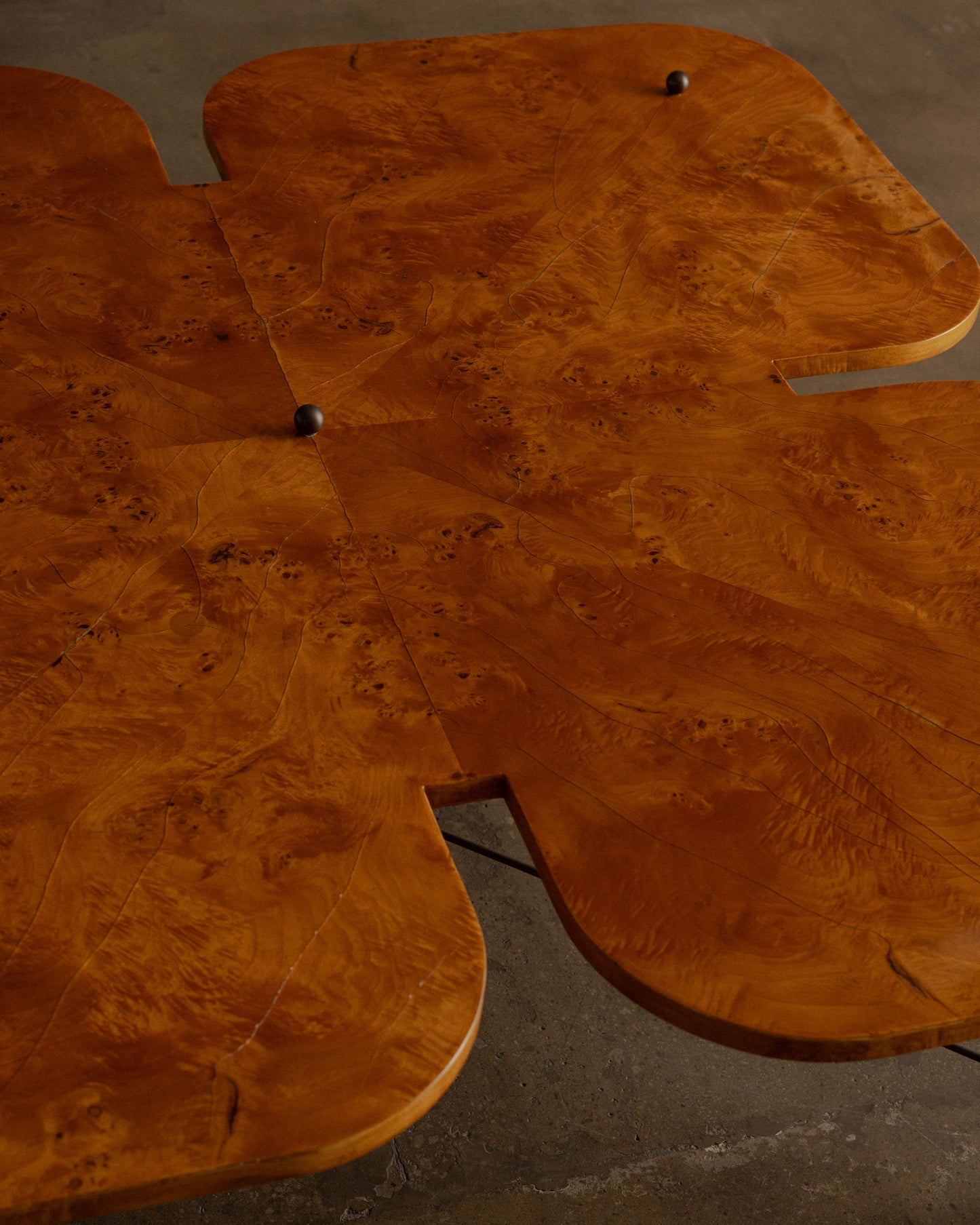 Sculptural Clover-Shaped Burl Coffee Table