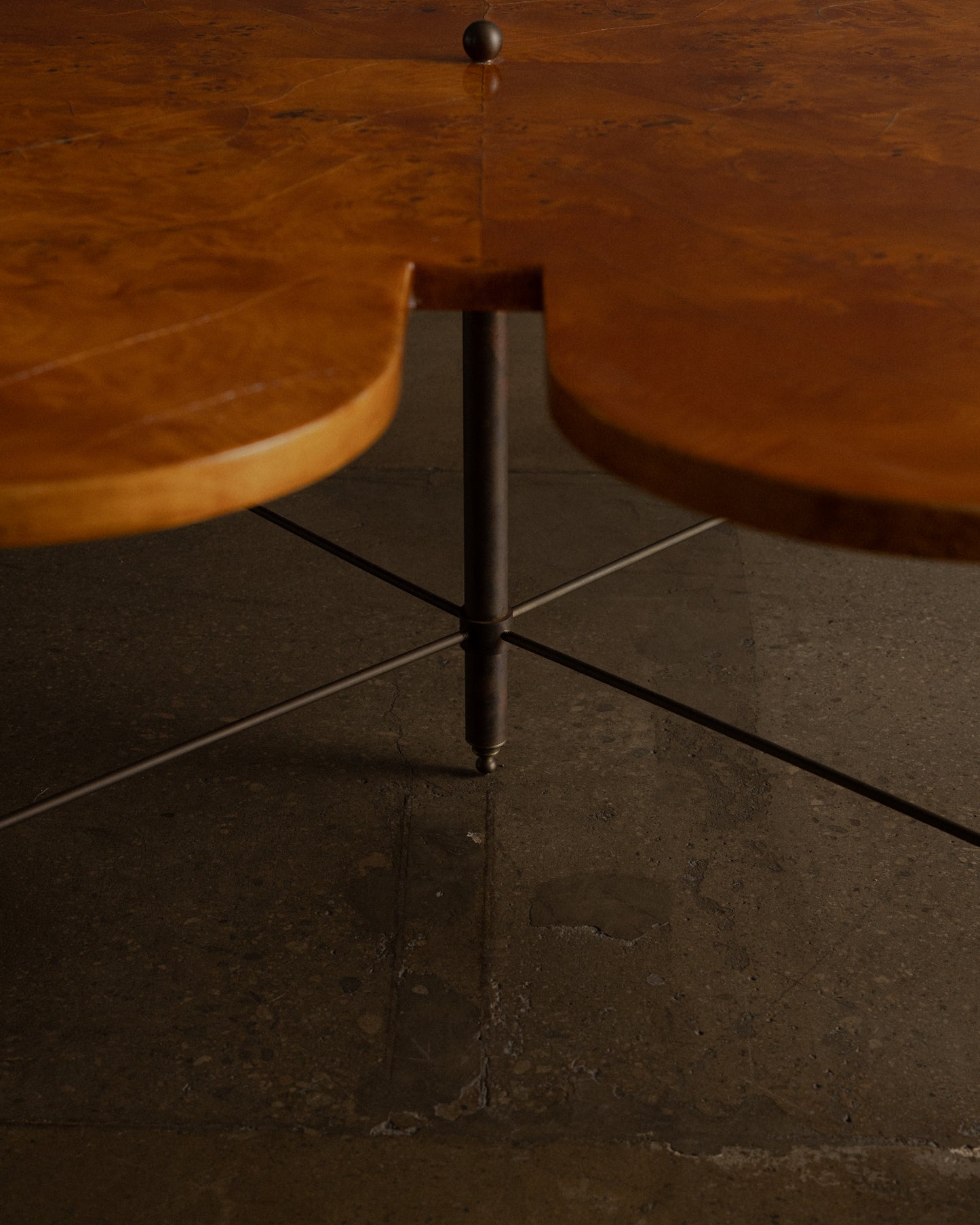 Sculptural Clover-Shaped Burl Coffee Table