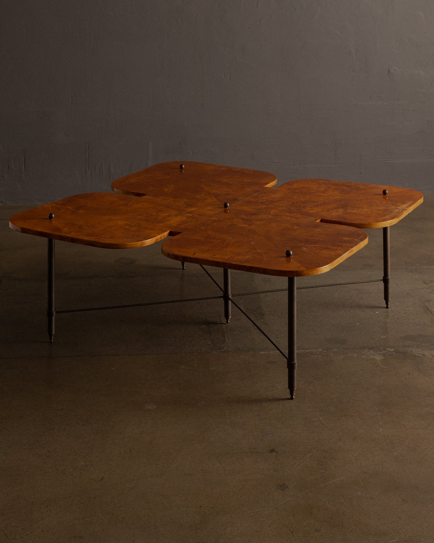 Sculptural Clover-Shaped Burl Coffee Table