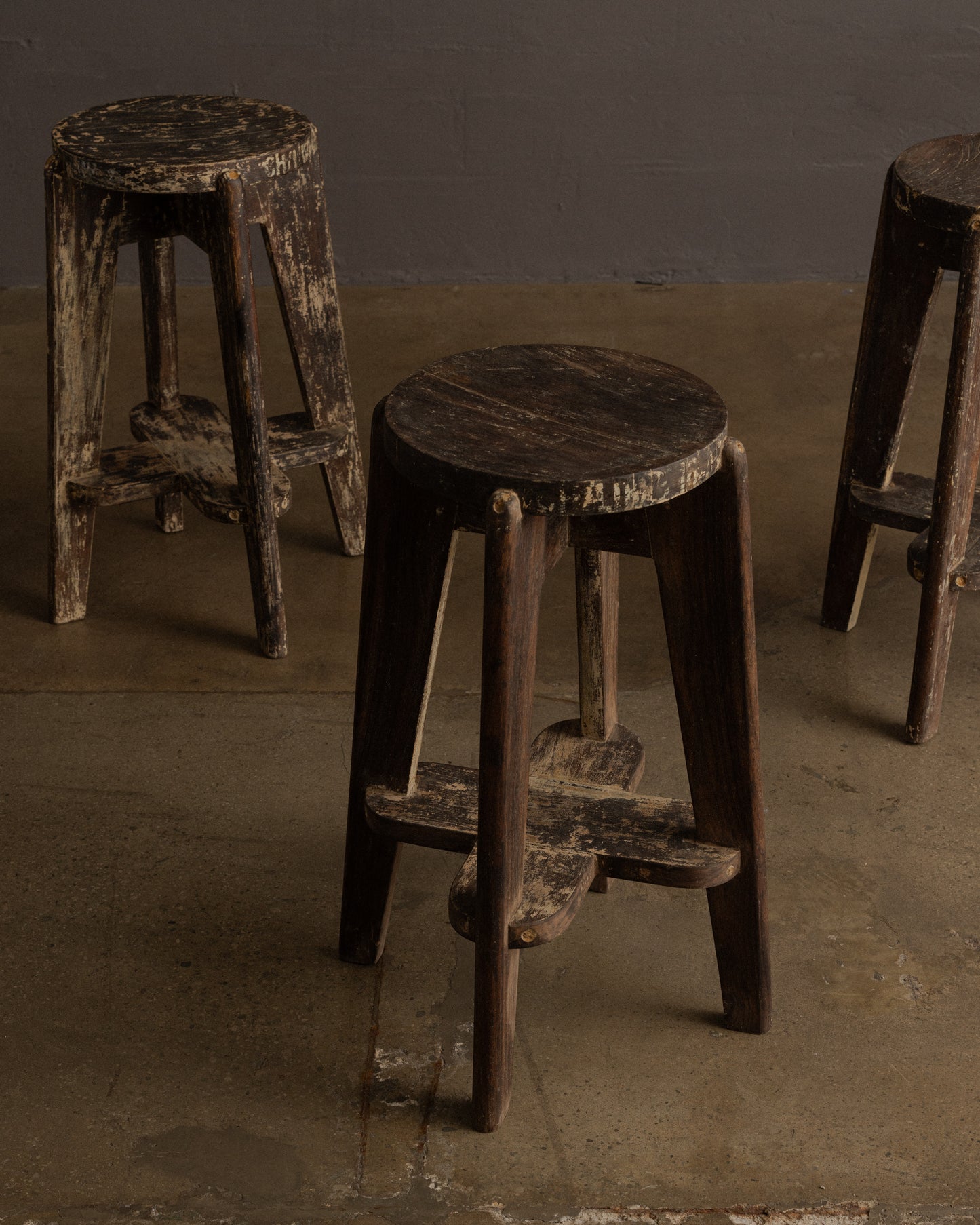 Set of Four Stools by Pierre Jeanneret