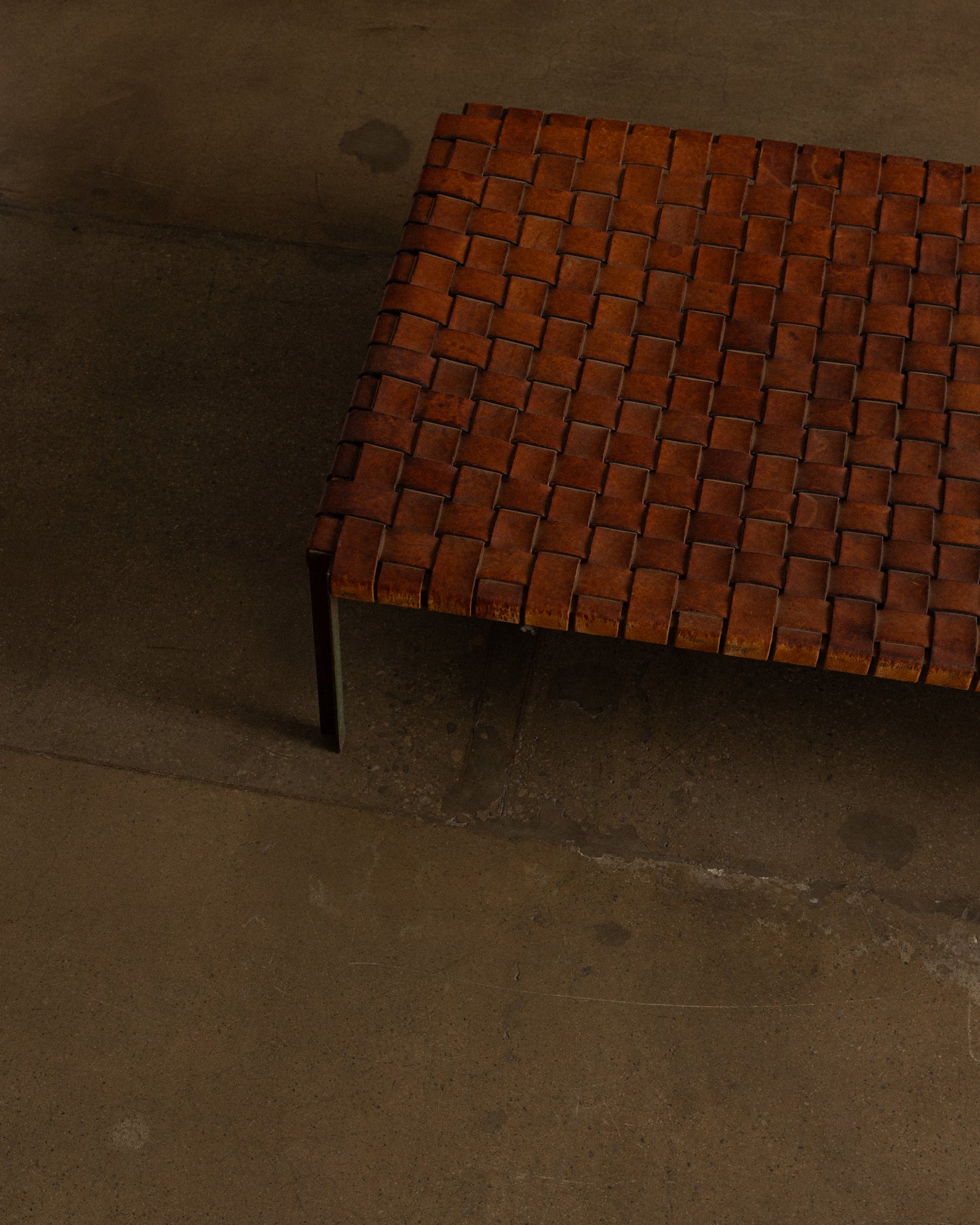 Woven Leather Bench by Laverne