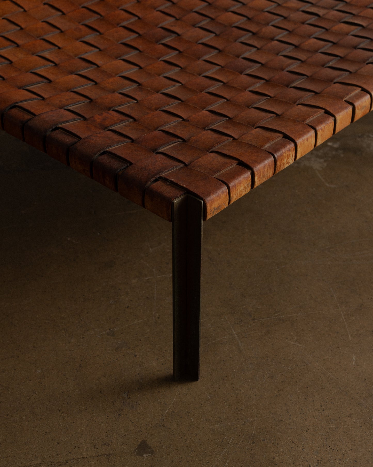 Woven Leather Bench by Laverne